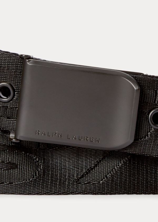 Cinturones Ralph Lauren Hombre Negros - RLX Webbed Nylon - BKZLH7243